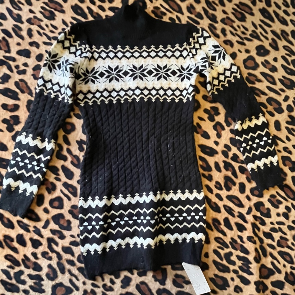 Emery Rose Black & White Fair De Isle Sweaterdress NWT M